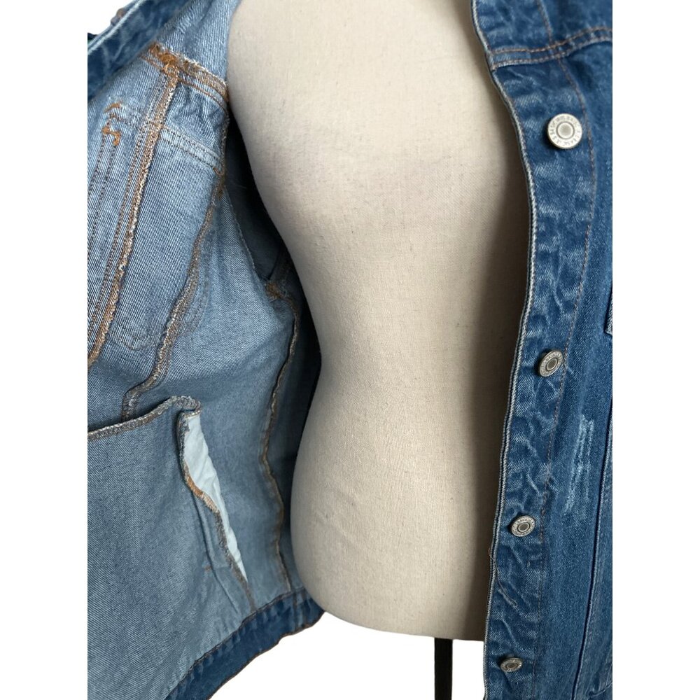 Iris Jean Jacket Mid Length Deconstructed Large C… - image 3